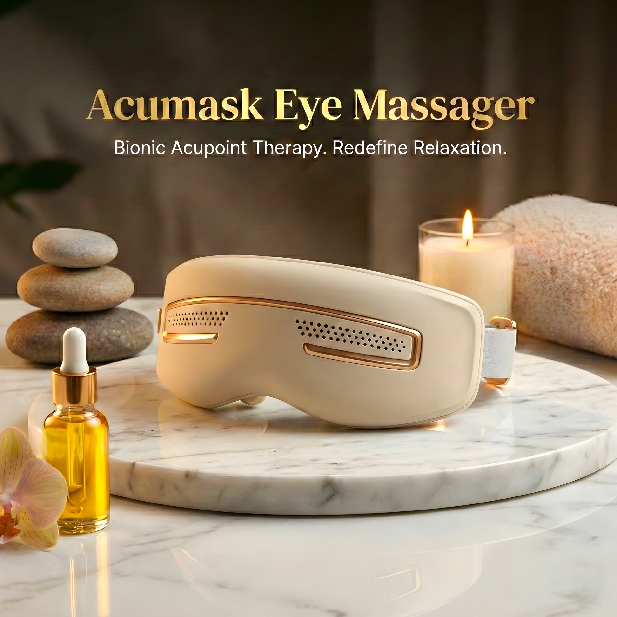 Eye massager with hot and cold module and silicone massage heads