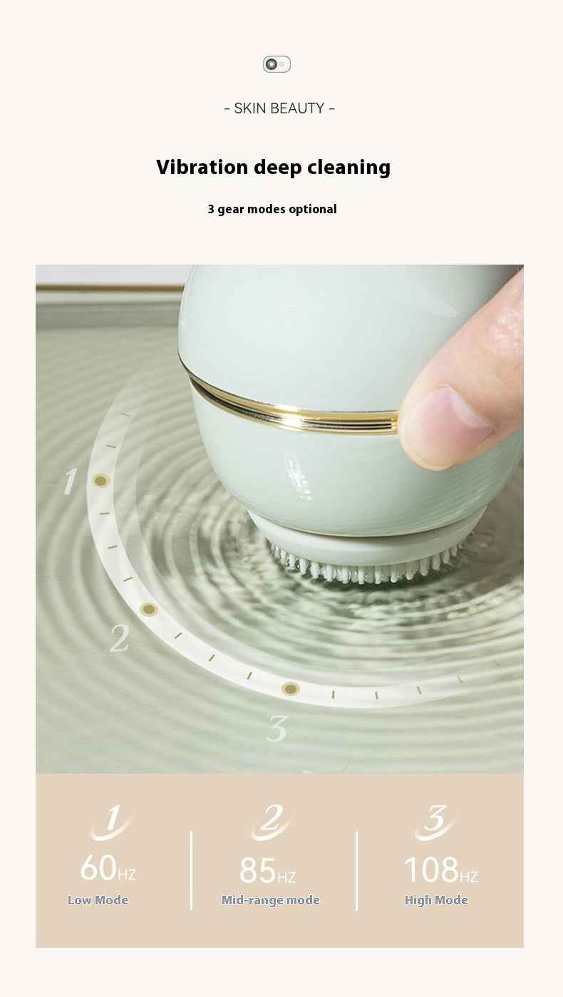 Facial Cleansing Brush with Soft, Silicone and Bamboo Charcoal Heads - Electric Deep Facial Cleansing Device