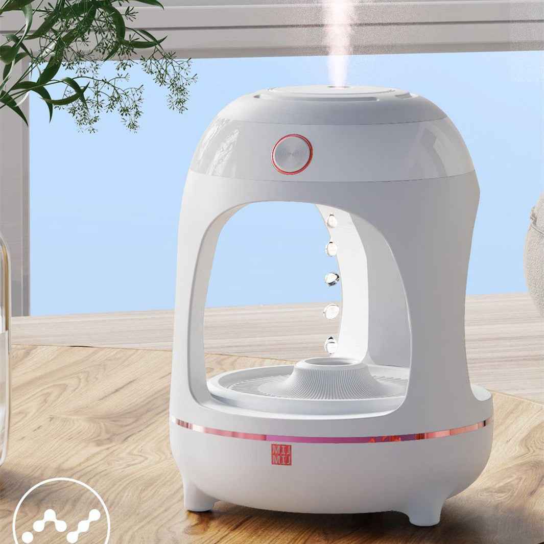 Levitating Humidifier Anti-Gravity Water Drops Fountain with LED Light & Air Purifier Effect