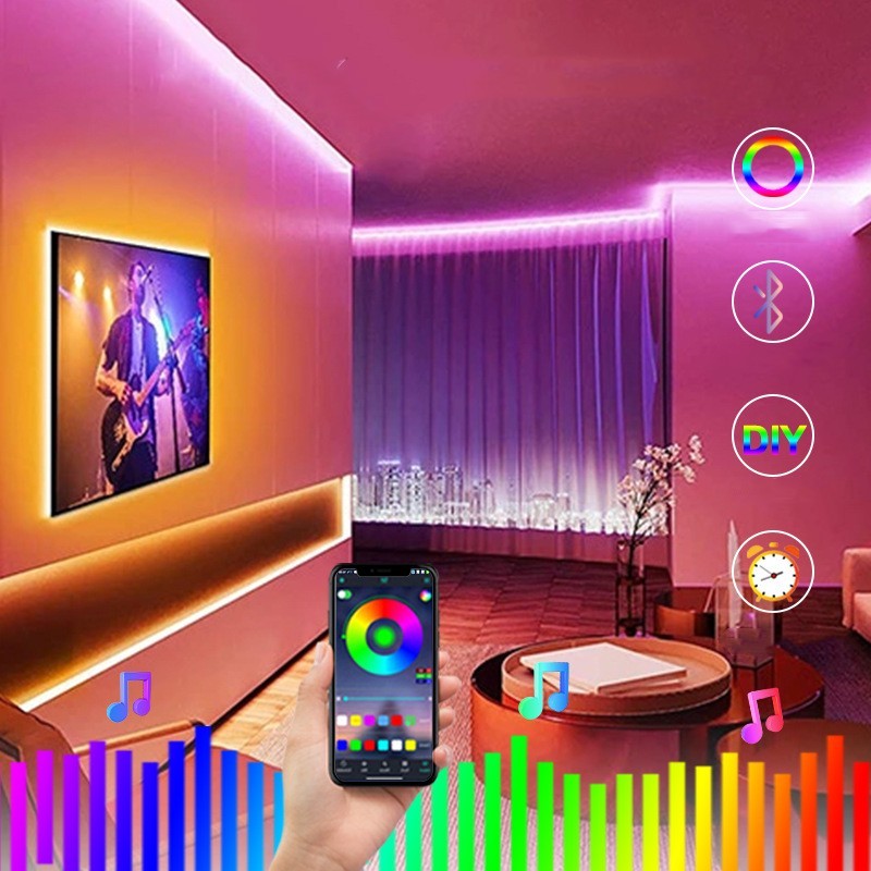 LED Light Strips Music Reactive Belt Set with 7-Color Intelligent Ambient Lighting