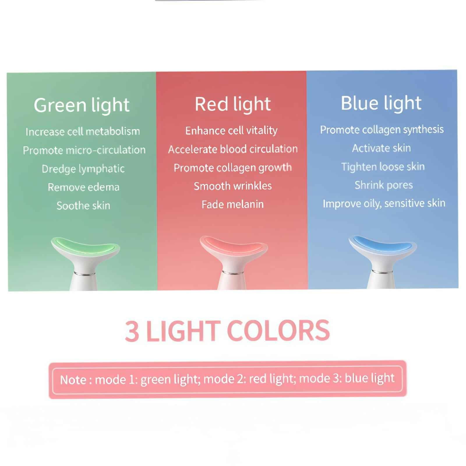 Face and Neck Massager Light Therapy for Skin Rejuvenation, Firming & Lifting