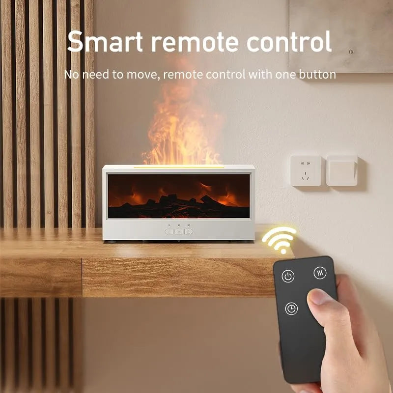 Essential Oil Diffuser, 150ml Humidifier with LED Flame Effect 7 Colors and Remote Control