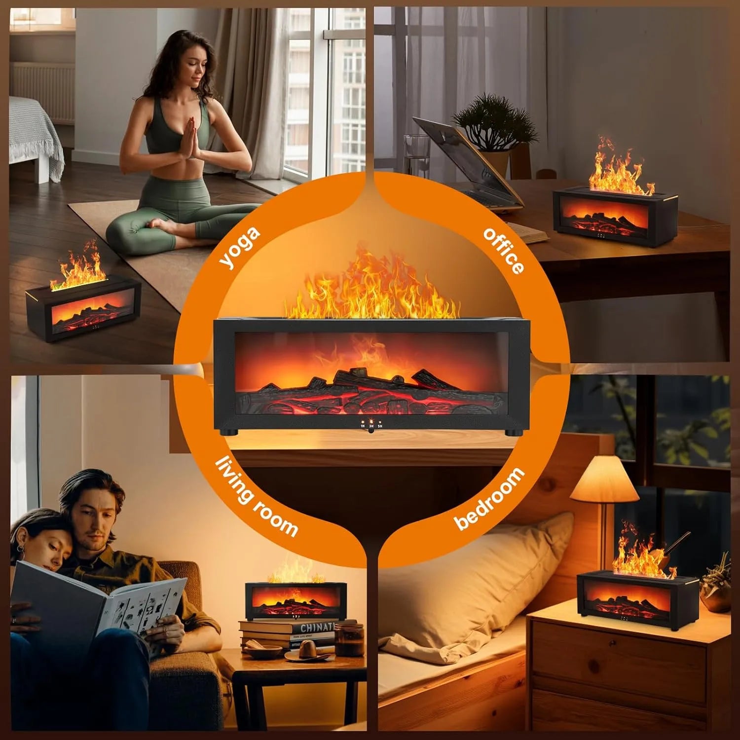 Essential Oil Diffuser, 150ml Humidifier with LED Flame Effect 7 Colors and Remote Control