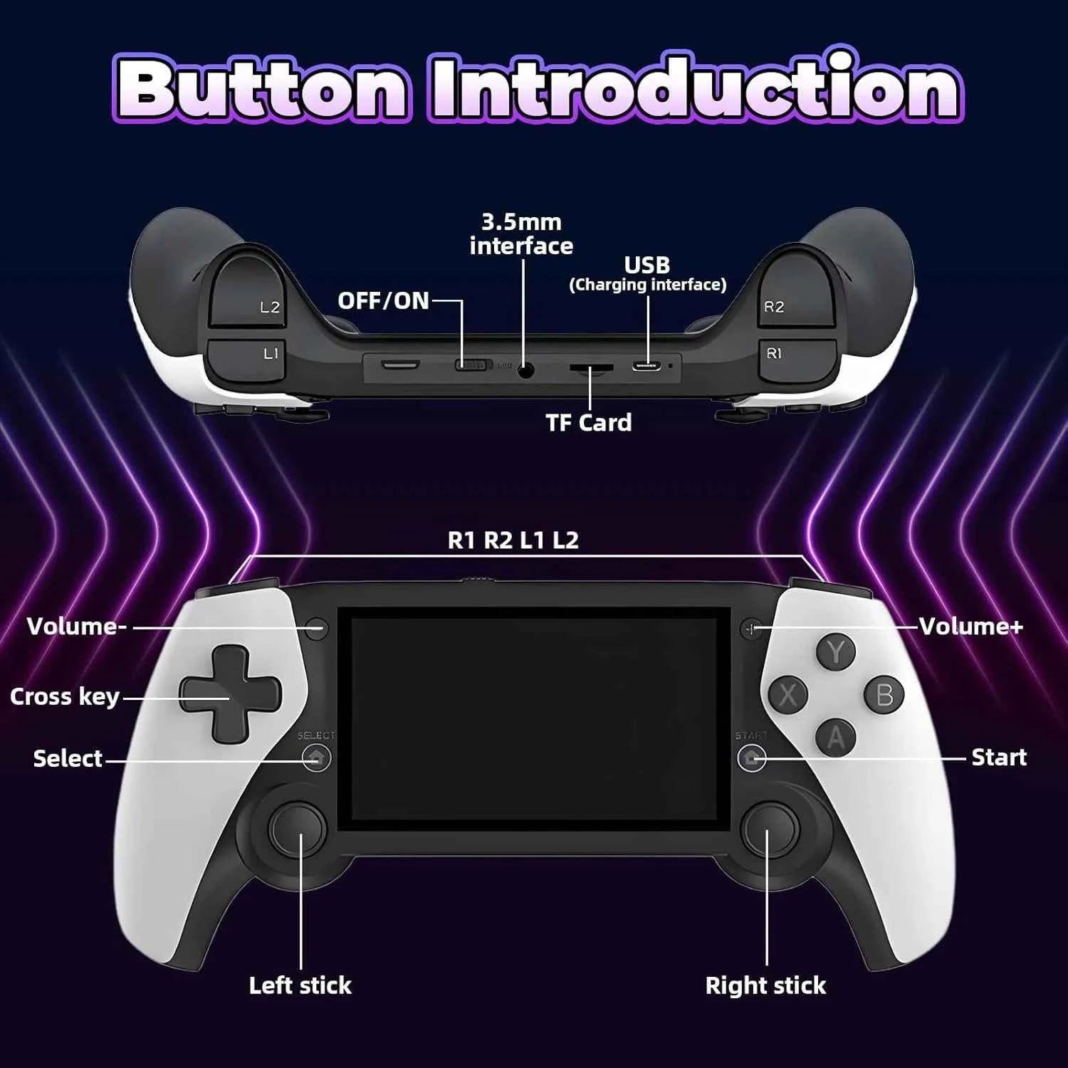 M25 Retro Handheld Console 20000+ Games Dual Wireless Controllers 4.3 Inch Screen TV Output