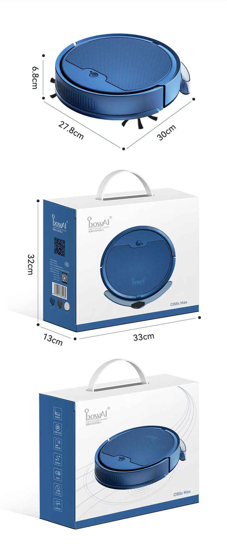 Smart Cleaning Robot Large Water Tank, Remote App Control, Planned Cleaning Path, Quiet Operation, 2000Pa Powerful Suction