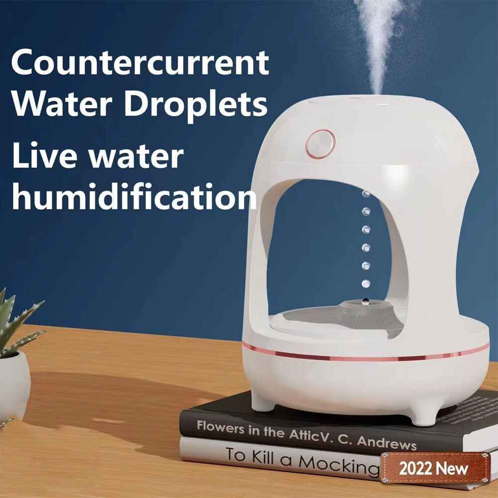 Levitating Humidifier Anti-Gravity Water Drops Fountain with LED Light & Air Purifier Effect