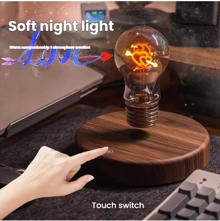 Magnetic levitating LED bulb with wooden base