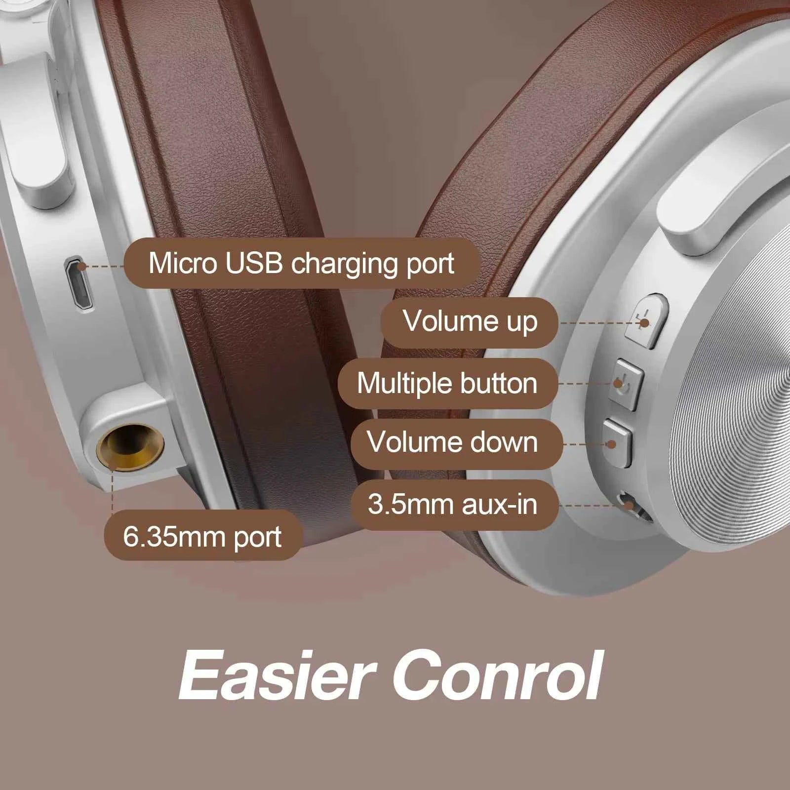 OneOdio A70 Wireless DJ Headphones V5.2: Over Ear Studio Headset, 75H Playtime, 40mm Driver, Rich Bass, Dual Wired/BT Mode