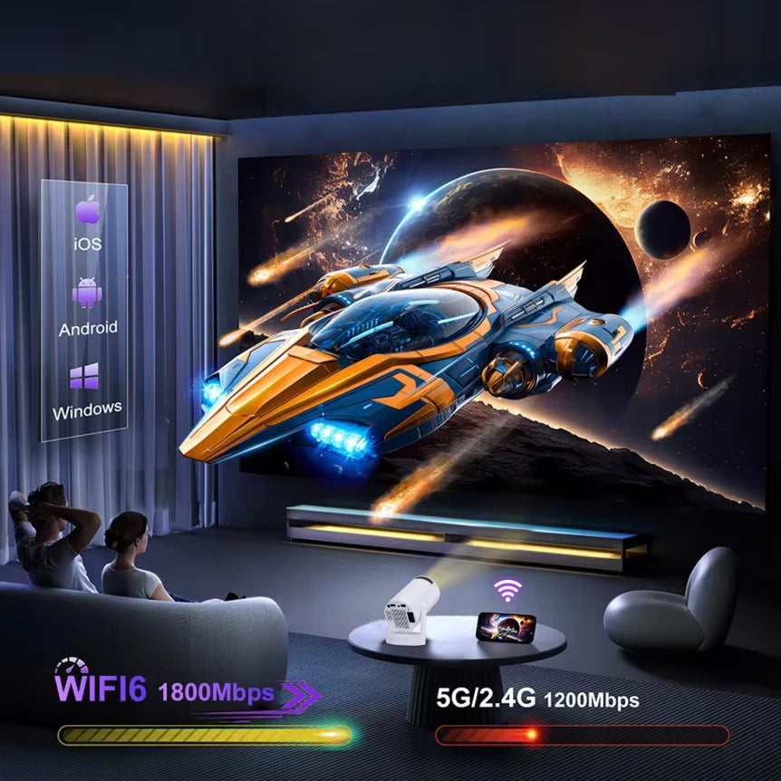 Dazzler HY300 Ultra mini projector 4K Ultra HD portable home theater with smart WiFi and Bluetooth for indoor and outdoor entertainment