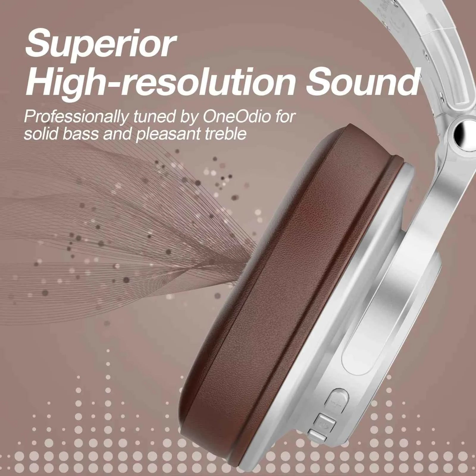 OneOdio A70 Wireless DJ Headphones V5.2: Over Ear Studio Headset, 75H Playtime, 40mm Driver, Rich Bass, Dual Wired/BT Mode