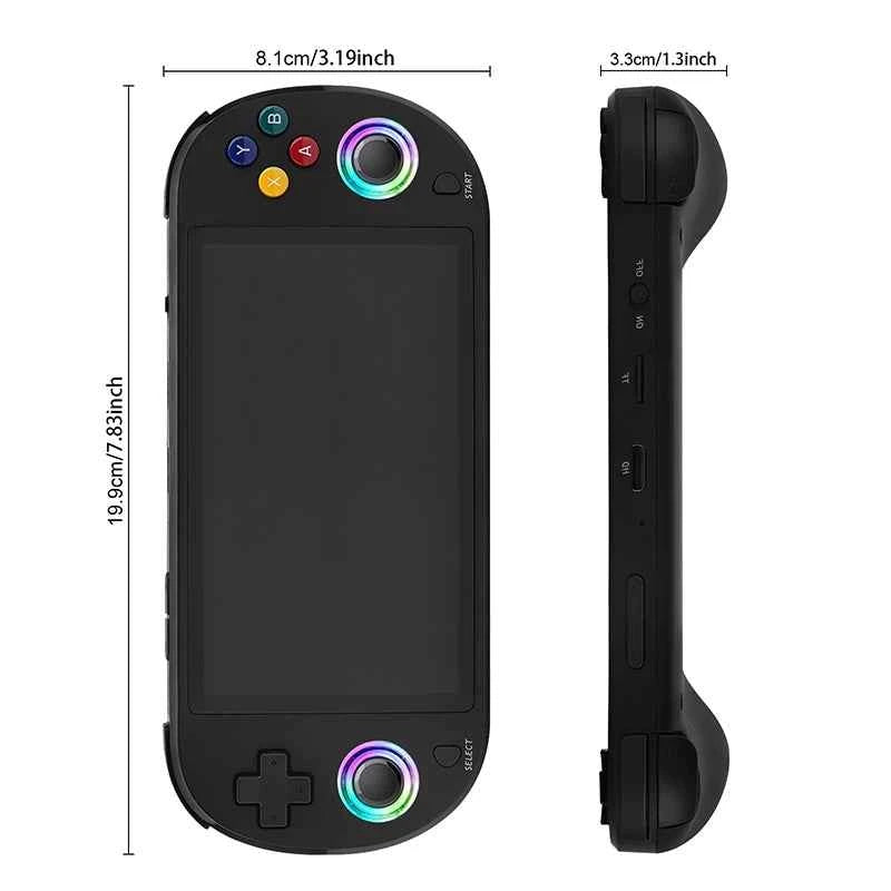 M22 Pro Retro Handheld Console Black, 5-inch 1080P IPS Display, EmuELEC, 30K Games, Dual Controller Output