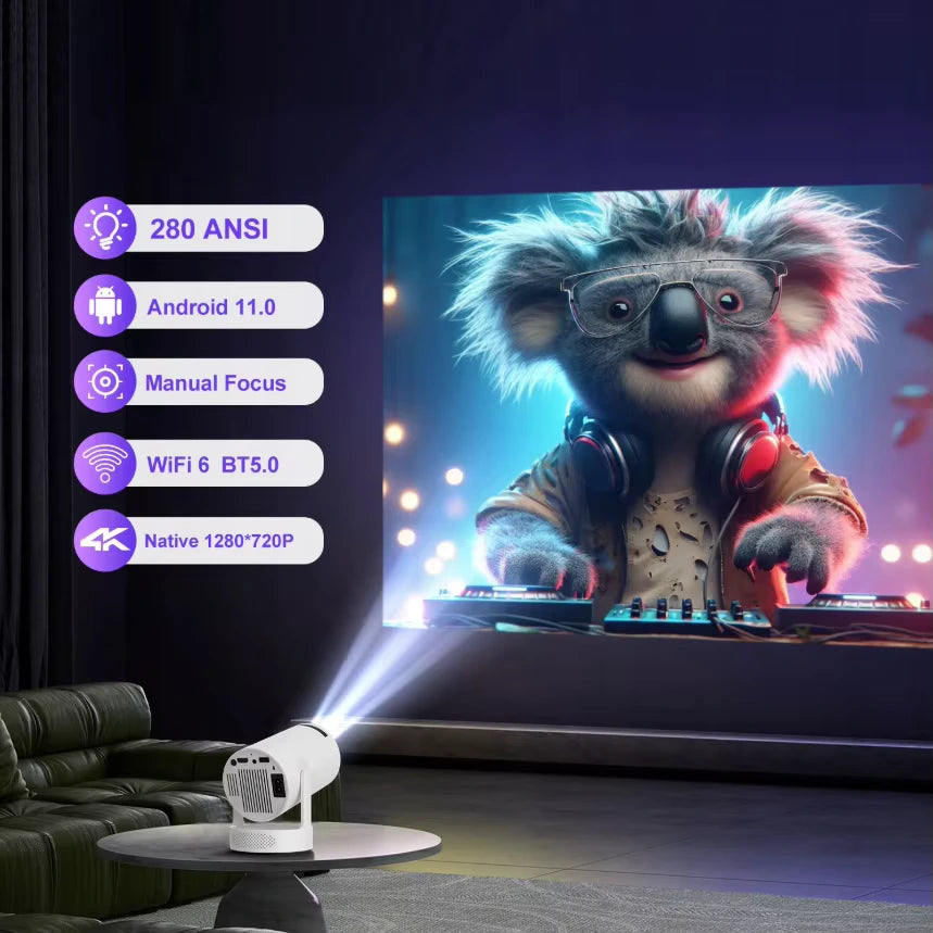 Dazzler HY300 Ultra mini projector 4K Ultra HD portable home theater with smart WiFi and Bluetooth for indoor and outdoor entertainment