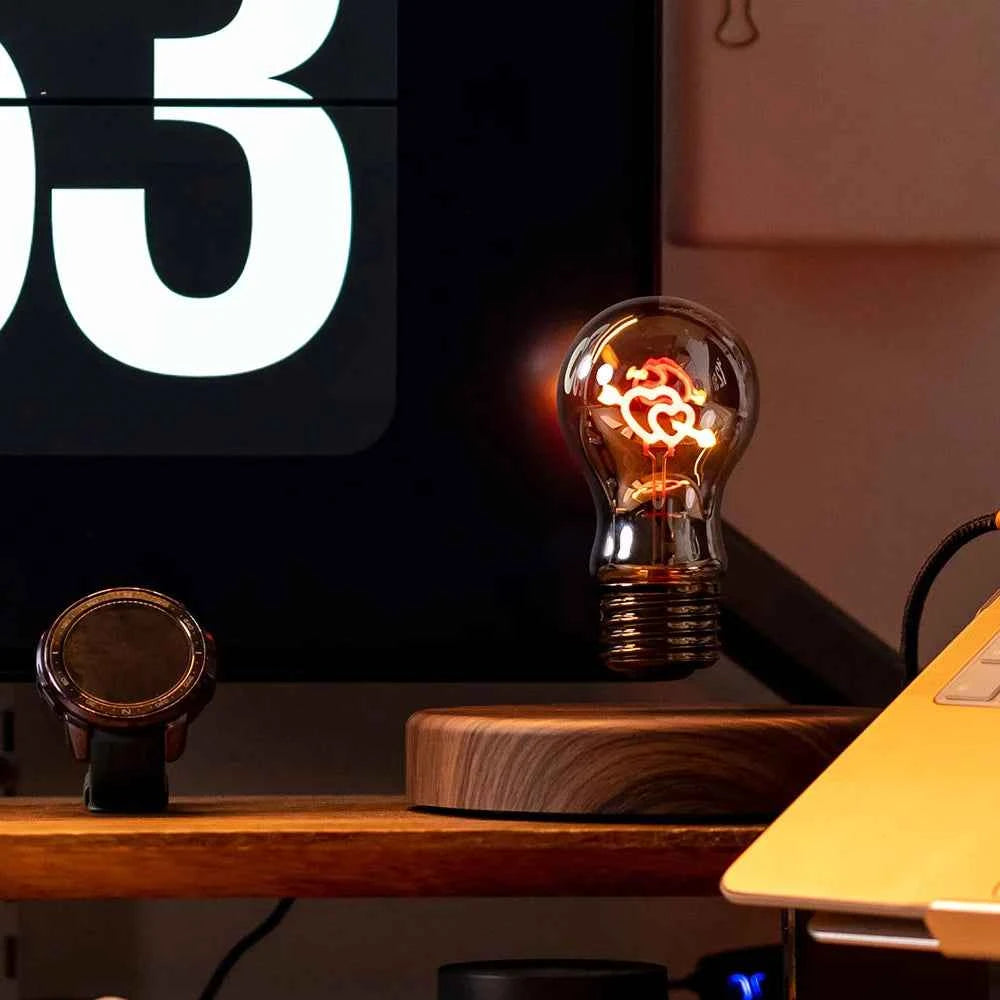 Magnetic levitating LED bulb with wooden base