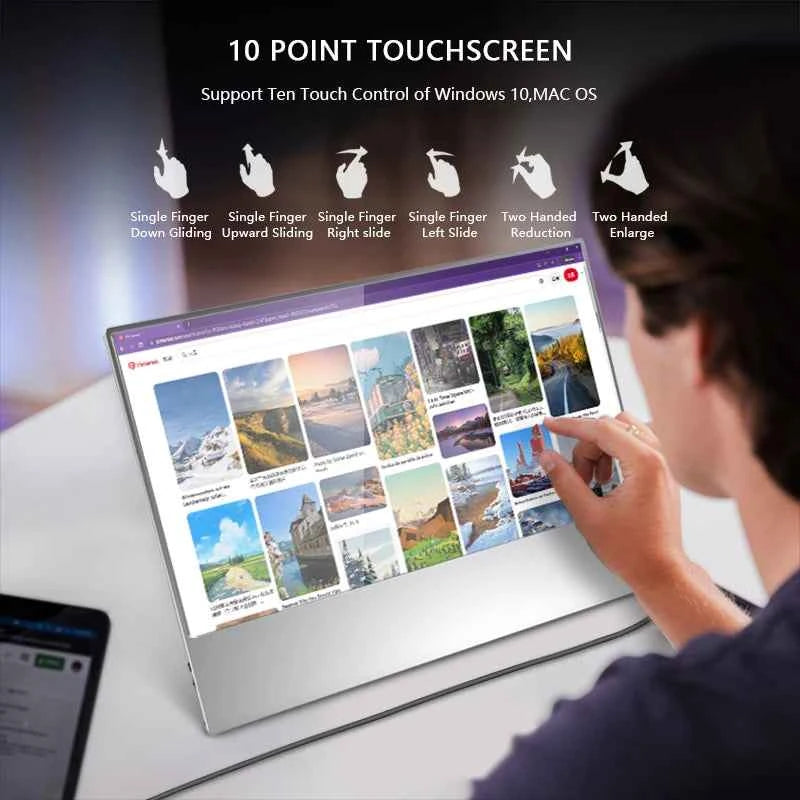 SIBOLAN 16" Portable Monitor, 1080P FHD On-Cell Touch, Ultra-Thin Mini HD