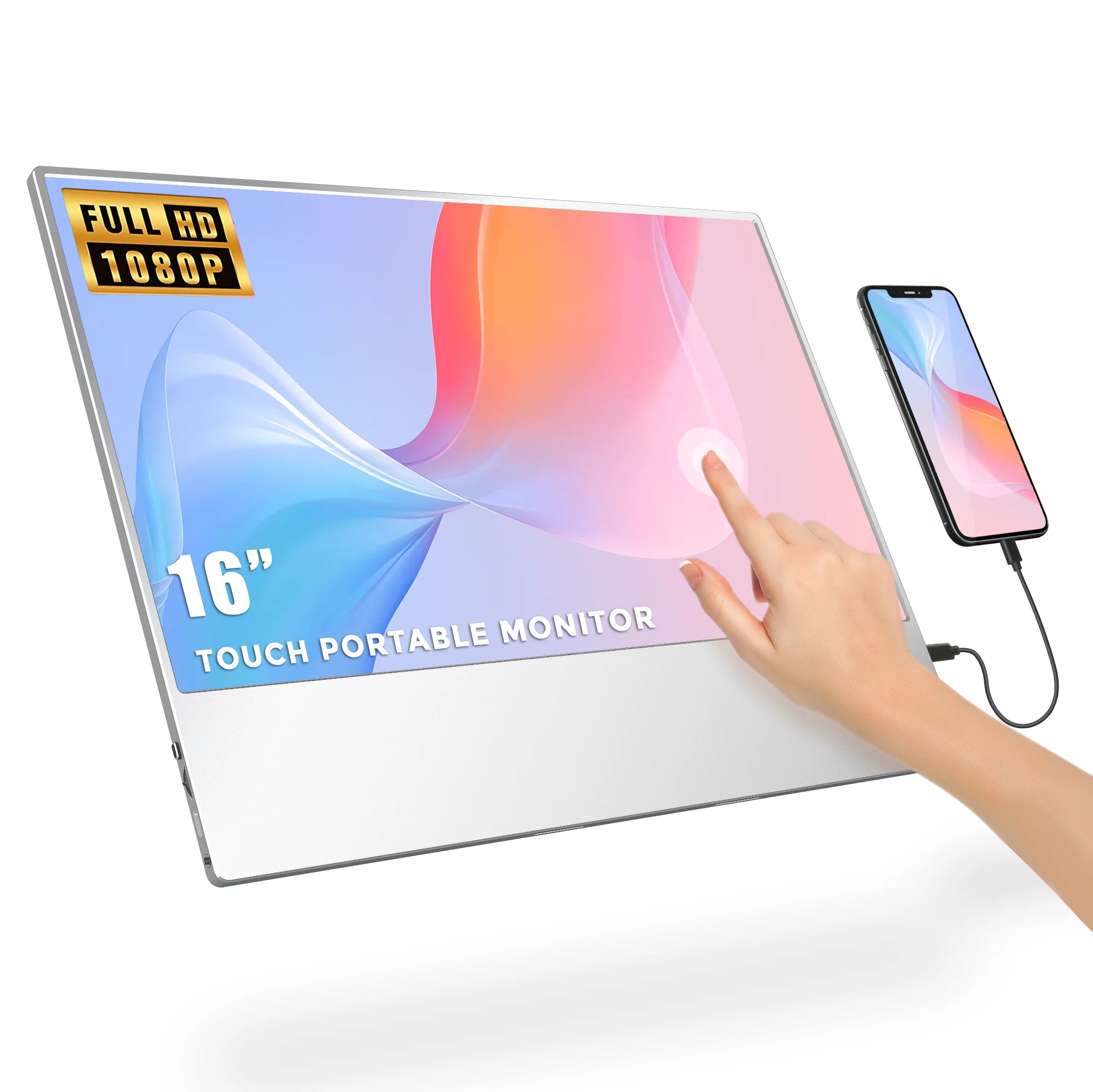 SIBOLAN Slim Monitor 16 Inch 1080P Portable Display, Ultra-Narrow Bezel, Ultra-Thin Unibody Design, On-Cell Touch, Mini HD, ODM Support