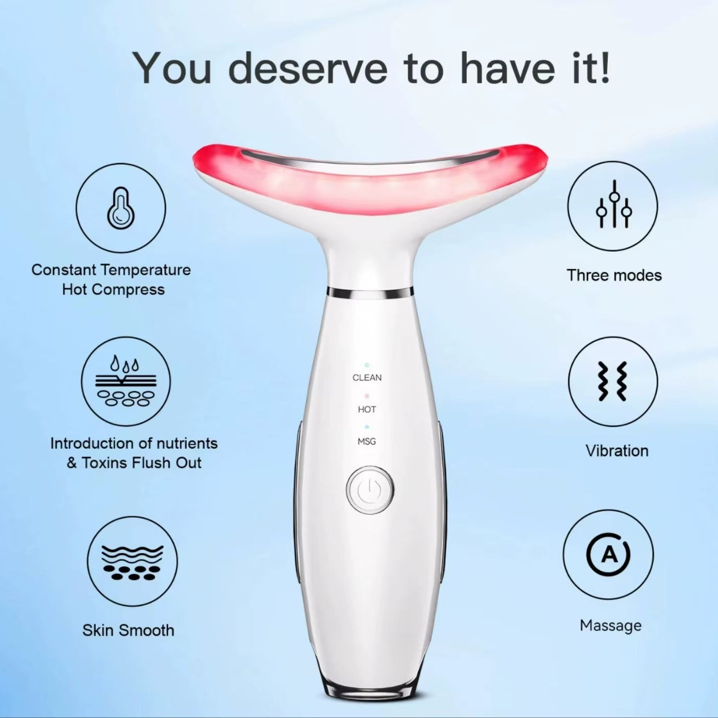 Face and Neck Massager Light Therapy for Skin Rejuvenation, Firming & Lifting