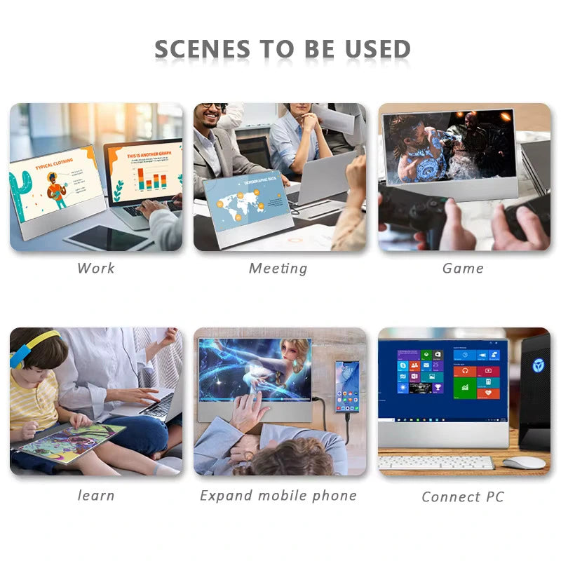 SIBOLAN 16" Portable Monitor, 1080P FHD On-Cell Touch, Ultra-Thin Mini HD