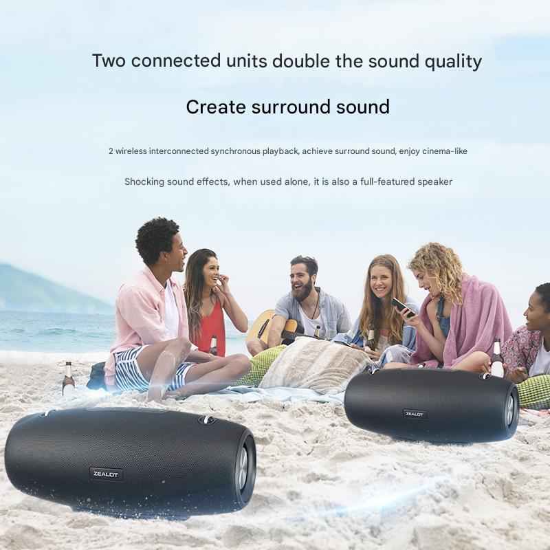 Portable Outdoor Speaker 60W Wireless Sound, Deep Bass, IPX6 Waterproof, Loud Party Speaker for Camping