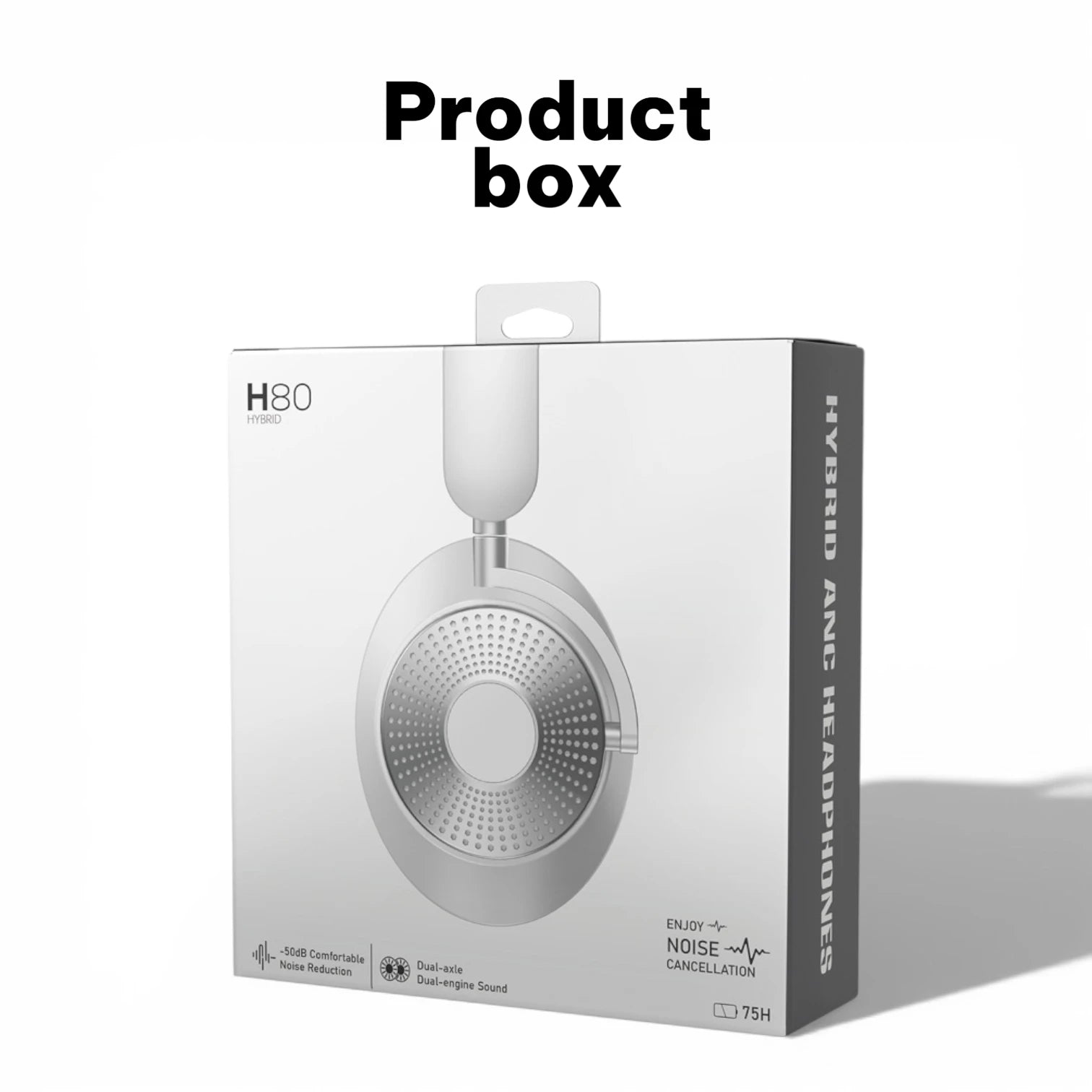 H80 Bluetooth ANC Headphones, Wireless Hybrid Noise Cancelling Stereo 75H Battery Foldable BT 5.4