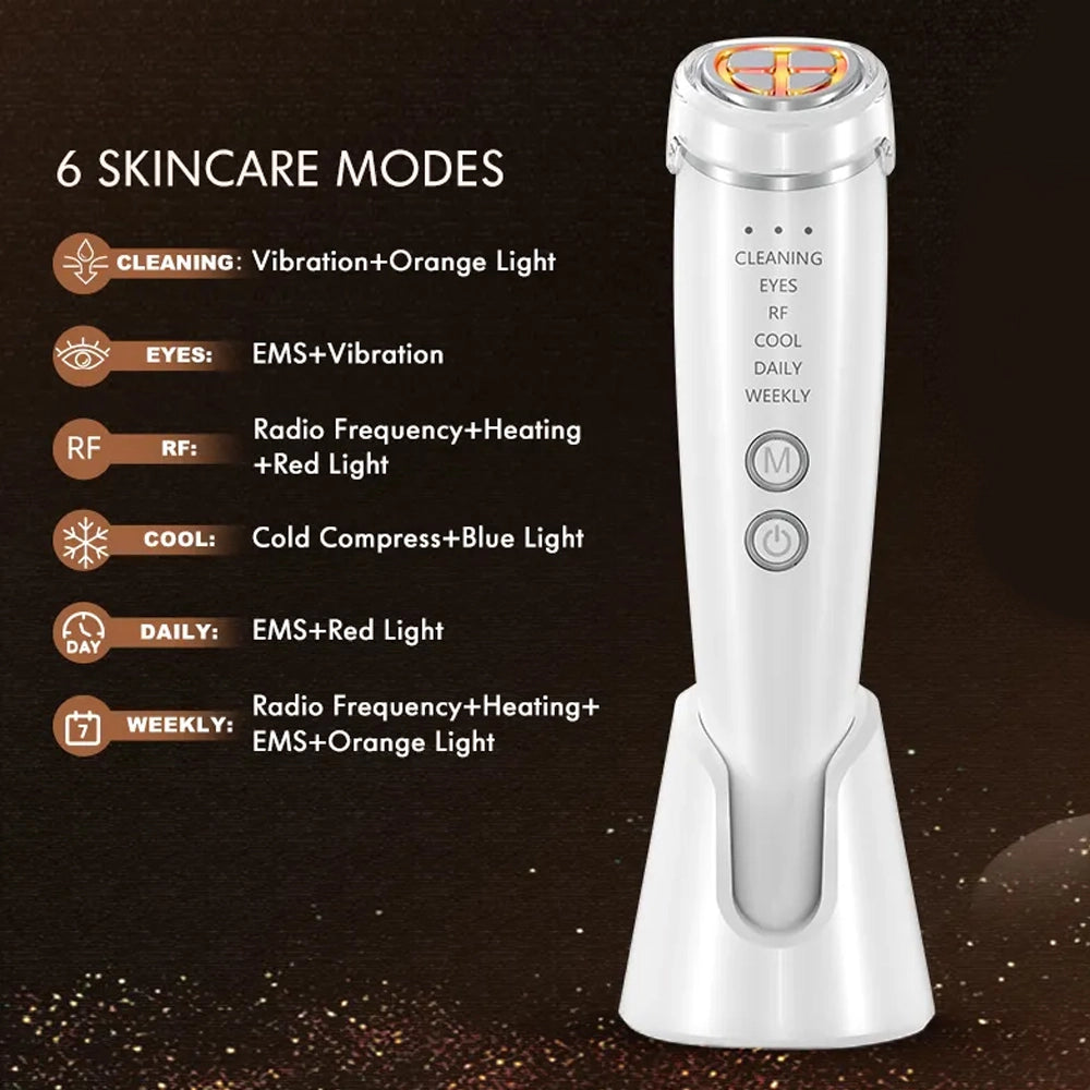 Face & Neck Massager | RF EMS Photon Lifting and Skin Tightening Facial Massager, Premium Quality
#Color=White,Bianco