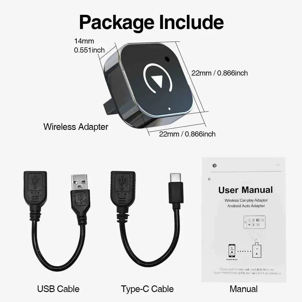 2-in-1 Wireless Adapter for CarPlay & Android Auto | Convert Wired Connection to Fast Wi-Fi