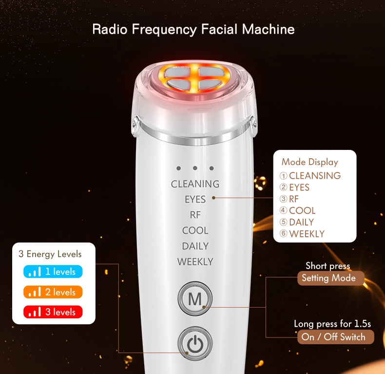 Face & Neck Massager | RF EMS Photon Lifting and Skin Tightening Facial Massager, Premium Quality
#Color=White,Bianco