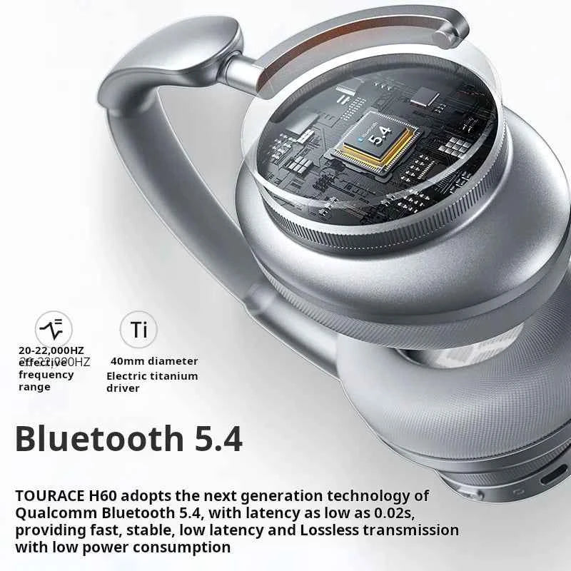 H60 Wireless Earphones Active Noise Cancelling Metallic Finish Sport Design LED