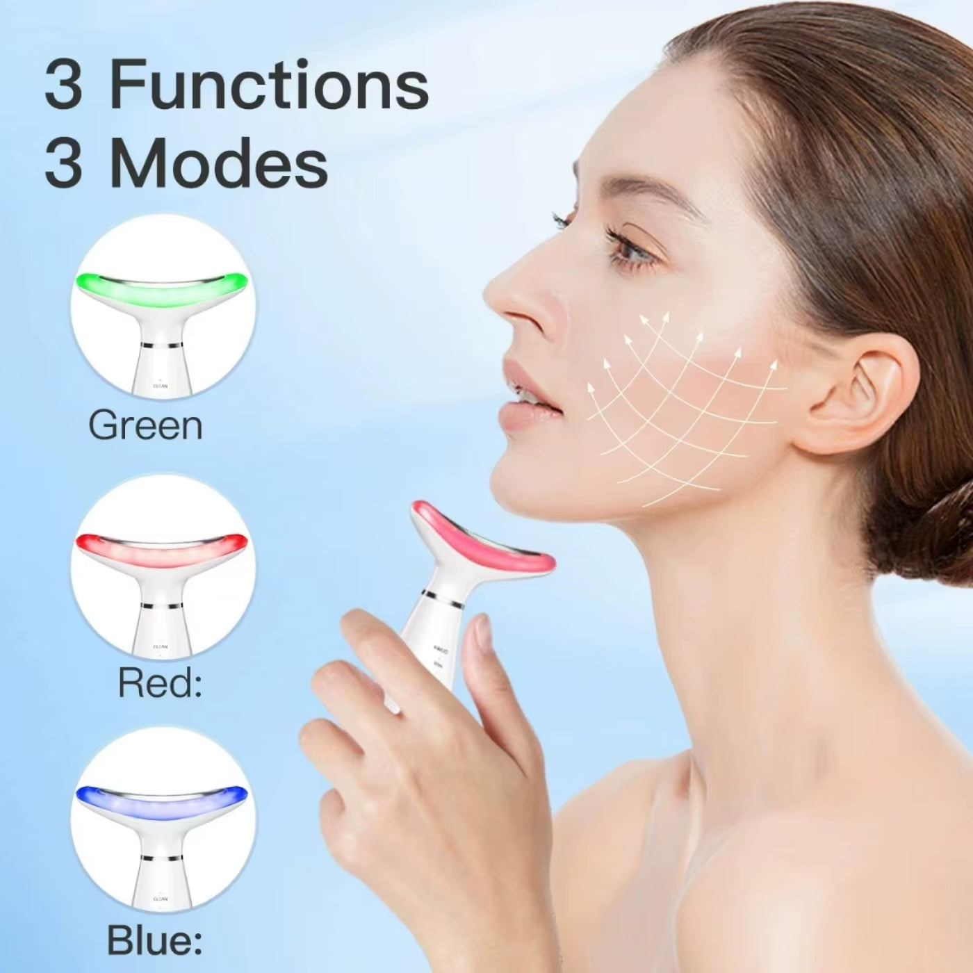 Face and Neck Massager Light Therapy for Skin Rejuvenation, Firming & Lifting