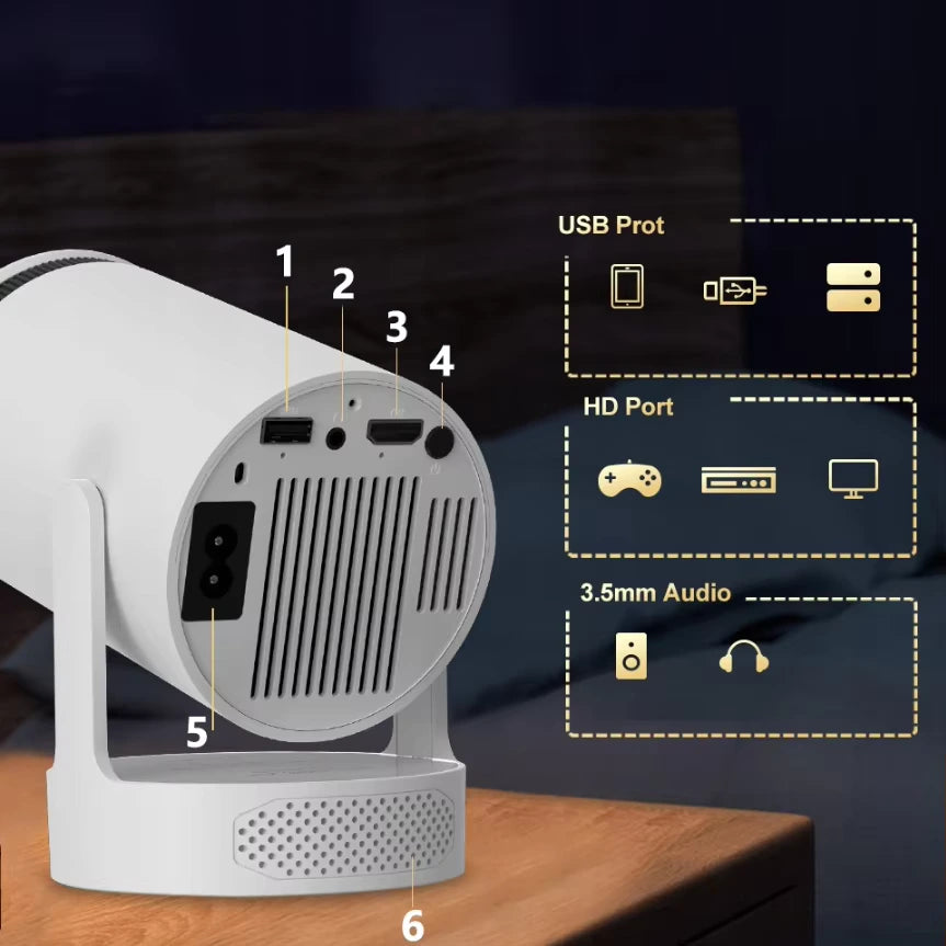 Dazzler HY300 Ultra mini projector 4K Ultra HD portable home theater with smart WiFi and Bluetooth for indoor and outdoor entertainment