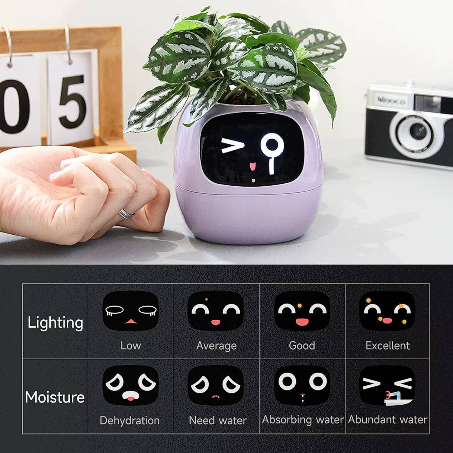 AI Smart Planter Gesture Interaction Gardening Device with Real Time Water Monitoring, Intelligent Pots for Smart Home