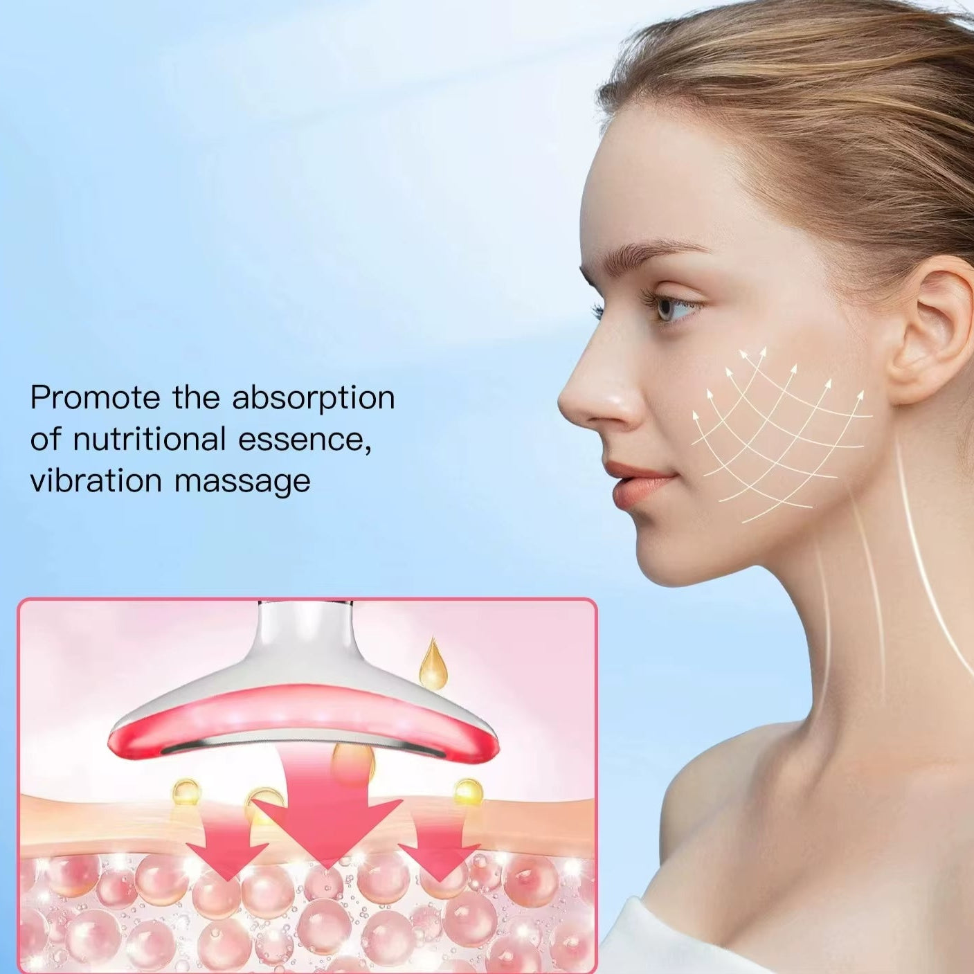 Face and Neck Massager Light Therapy for Skin Rejuvenation, Firming & Lifting