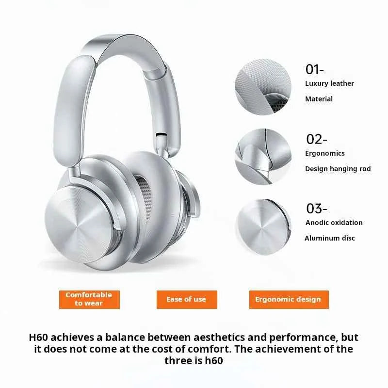 H60 Wireless Earphones Active Noise Cancelling Metallic Finish Sport Design LED