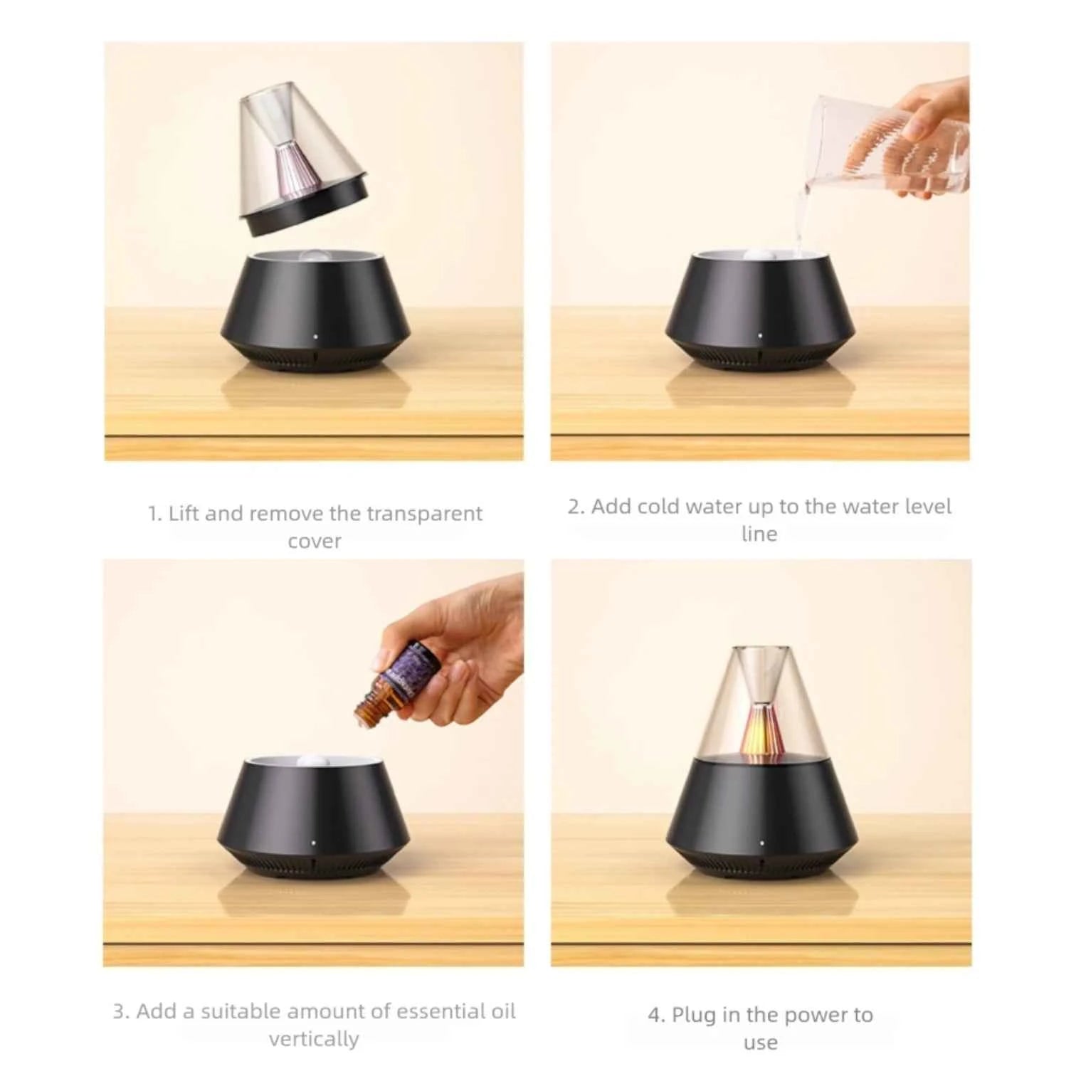 J33 Portable Humidifier Aromatherapy Diffuser Atmosphere Lamp Night Light USB