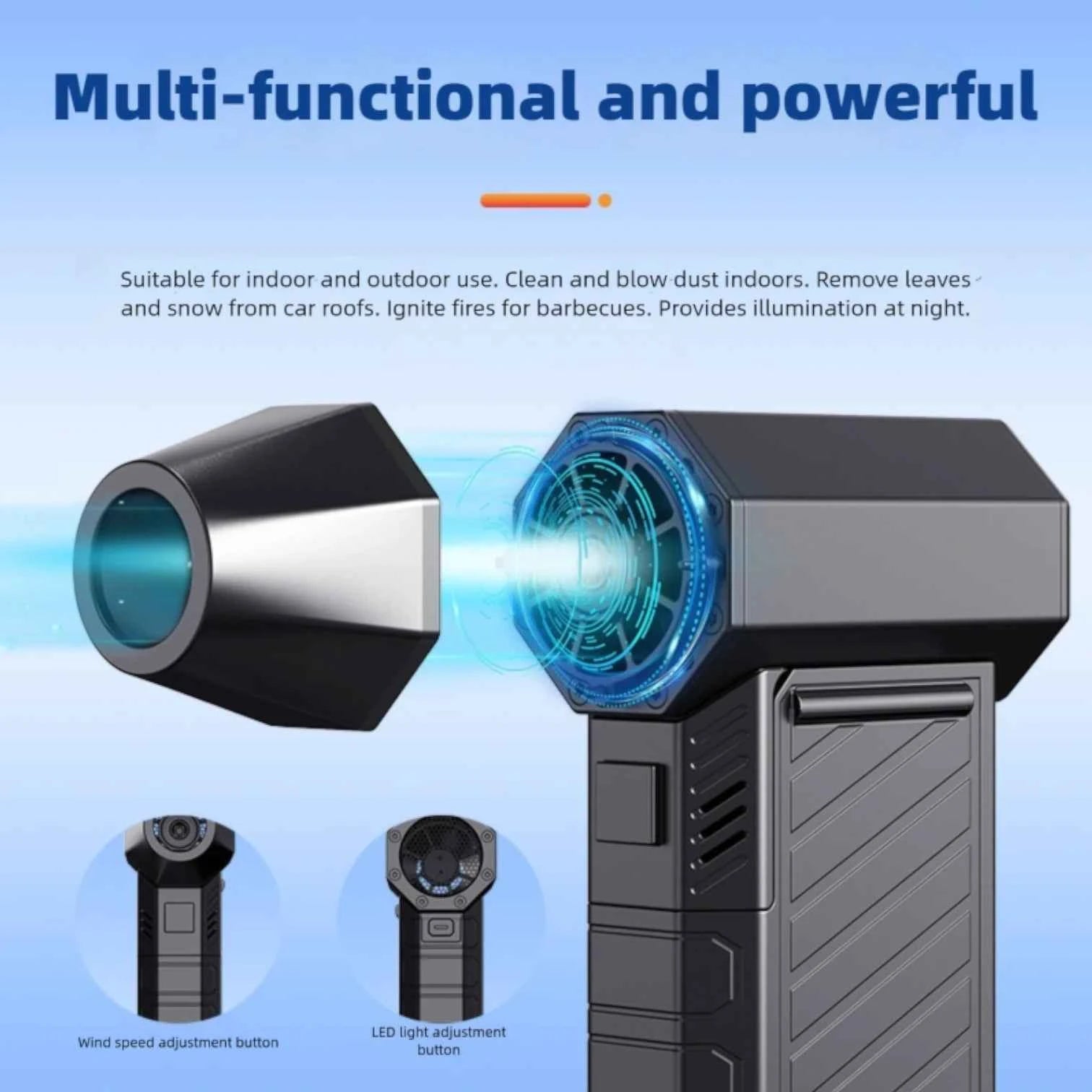 Portable Jet Fan Electric Turbo Blower, 131000rpm Handheld Mini Car Vacuum, Compressed Air Duster