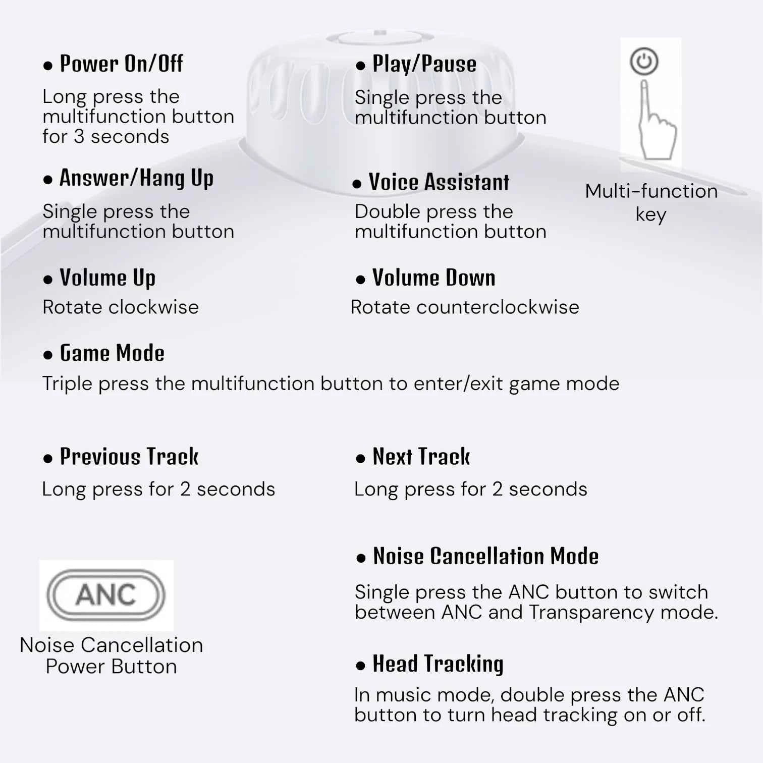 Jinyun B6 Pro - Wireless Gaming Headphones with Active Noise Cancelling (ANC) | Hi-Fi Audio and Ultra-Long Battery