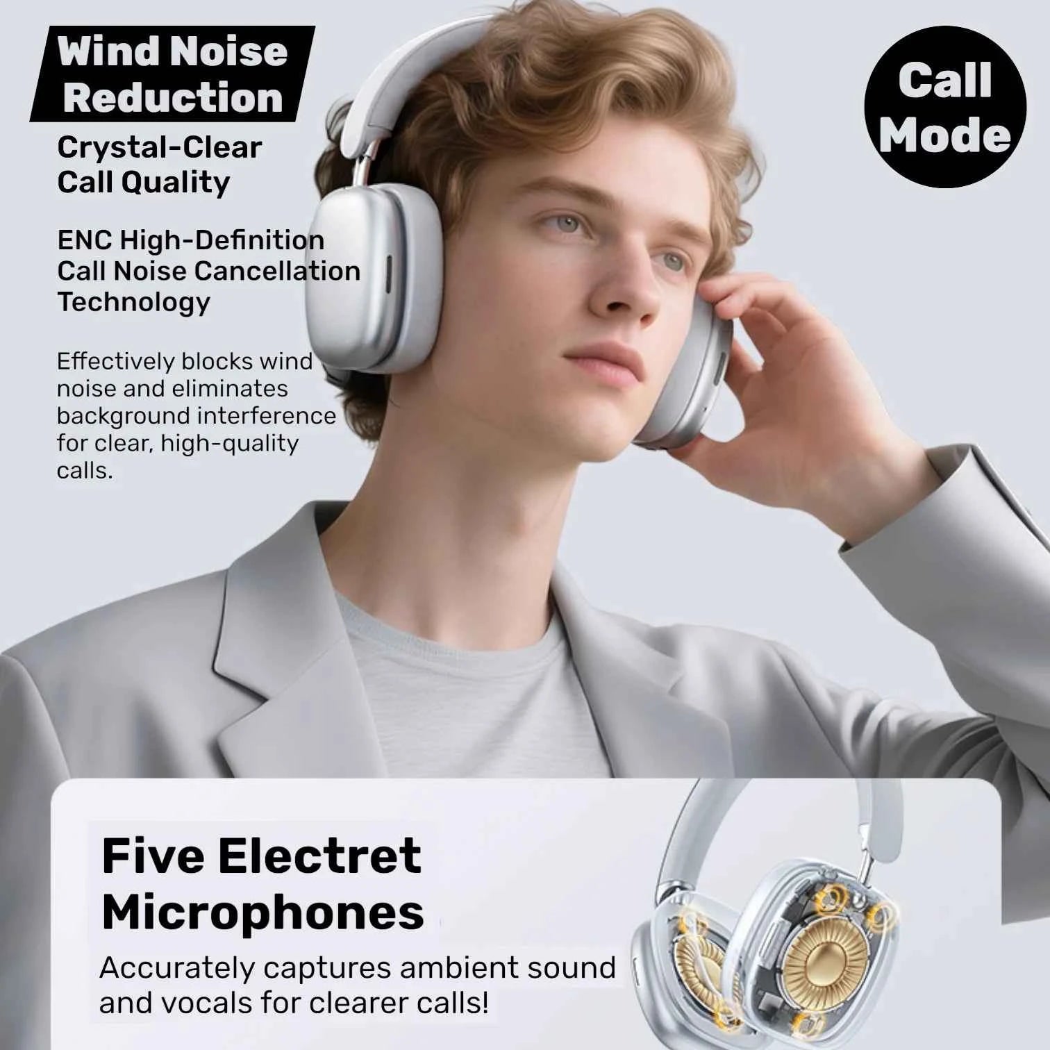 Jinyun B6 Pro - Wireless Gaming Headphones with Active Noise Cancelling (ANC) | Hi-Fi Audio and Ultra-Long Battery