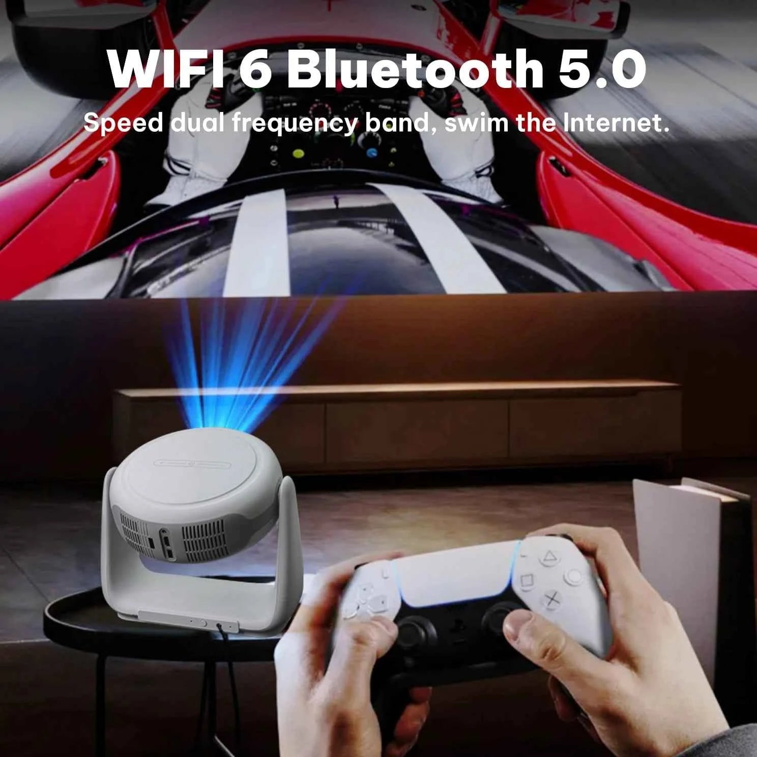 K1 Smart Mini Projector Android 11 WiFi 6 1080P Native 4K Support Home Cinema Rotating