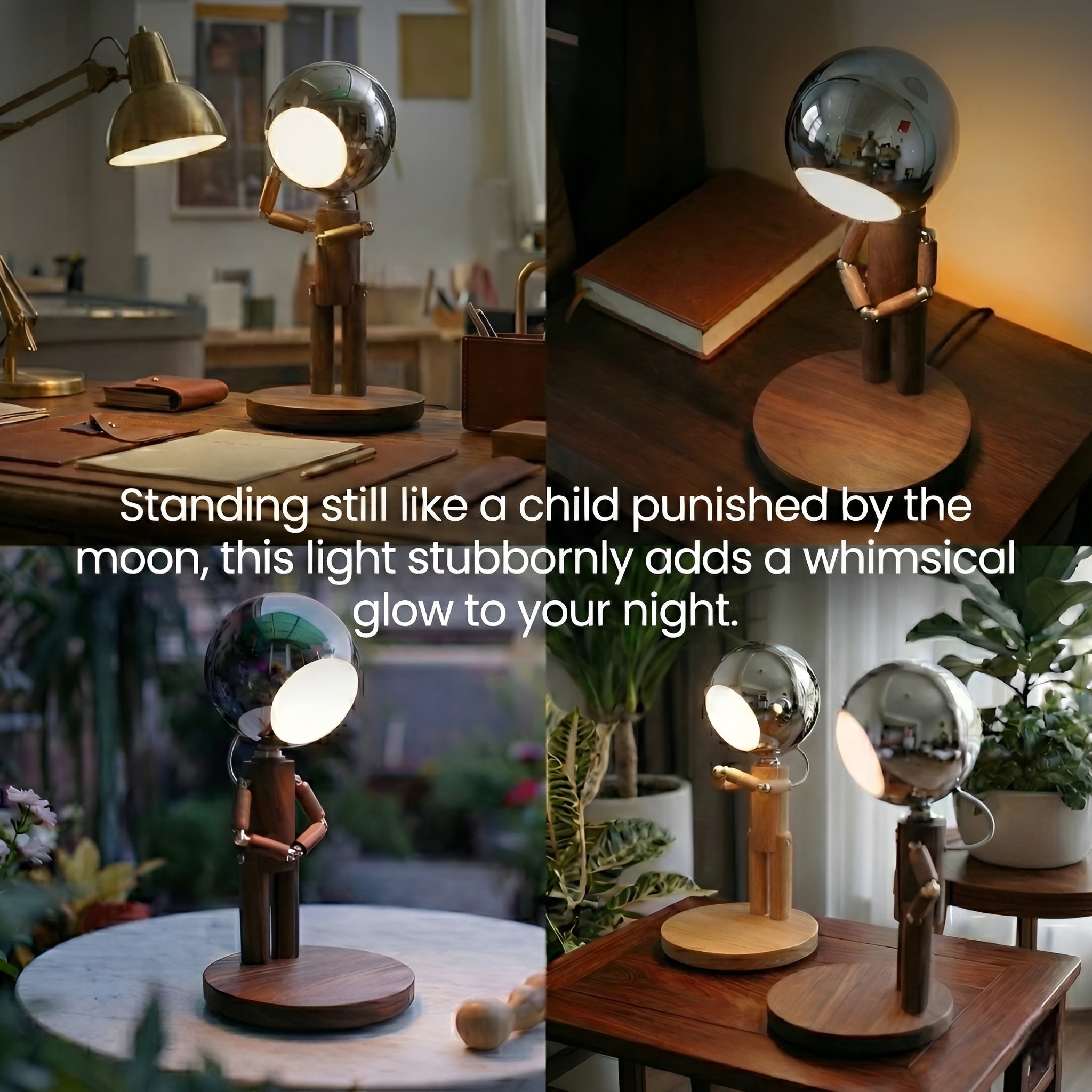 LunaLight: Articulated Wood Companion Lamp - Rechargeable | Benitronica