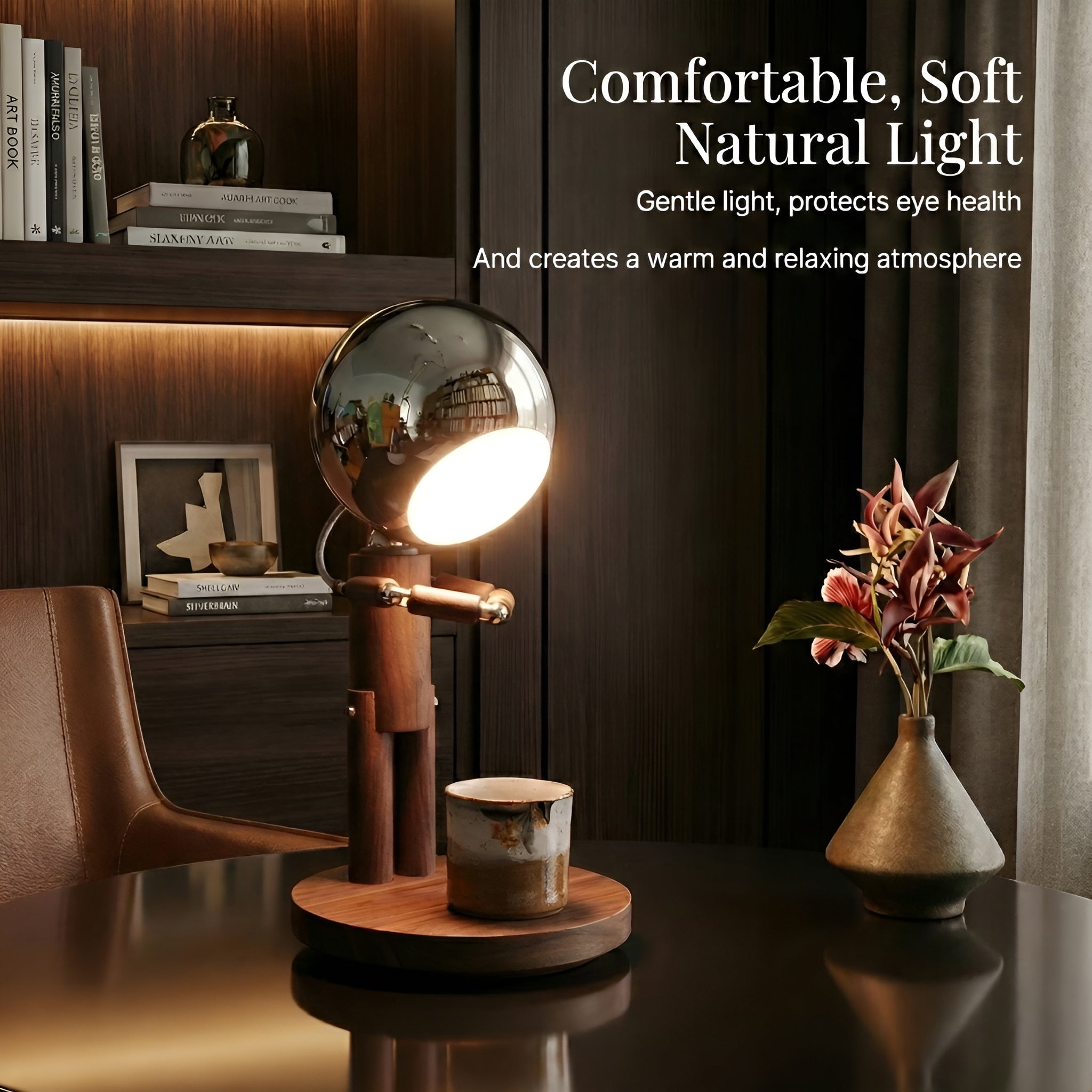 LunaLight: Articulated Wood Companion Lamp - Rechargeable | Benitronica