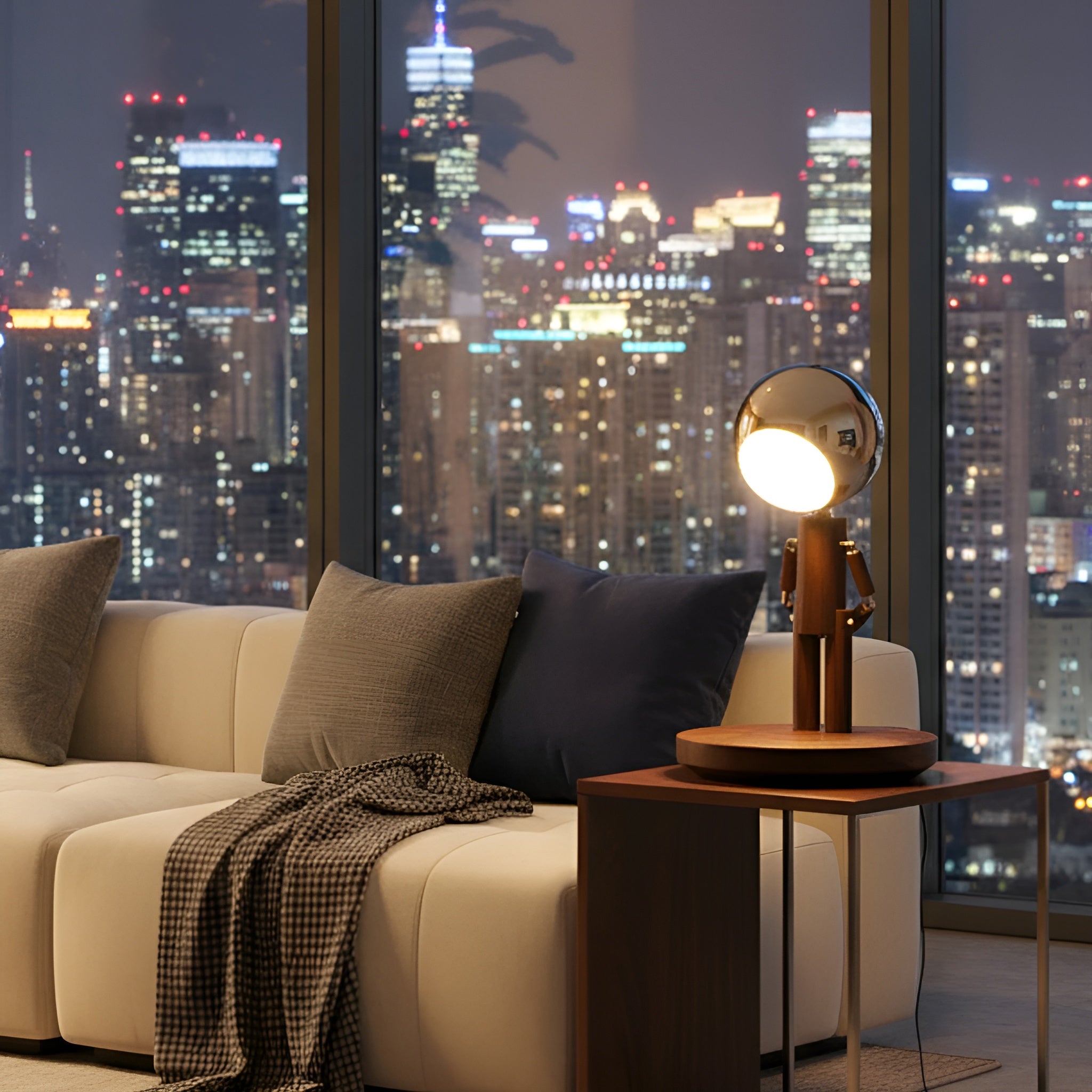 LunaLight: Articulated Wood Companion Lamp - Rechargeable | Benitronica