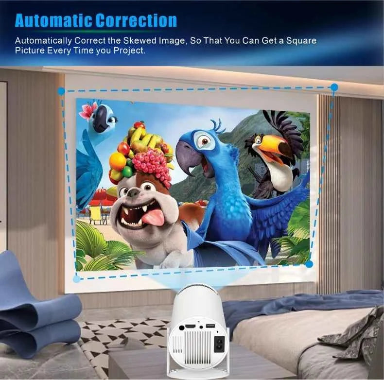 Portable Projector HY300 Pro LED 260 ANSI, Android 11 with Apps, 720P HD, Dual WiFi 6 & BT 5.0, Home and Outdoor Cinema