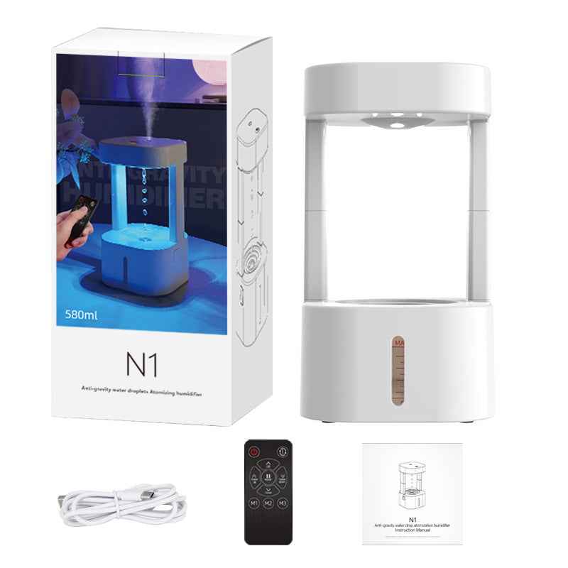 Anti-Gravity Humidifier | Water Drop Backflow Effect Colorful LED Remote Control