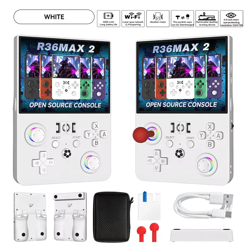 R36MAX 2 Retro Handheld, 4.5" IPS, 22000 Games | BeniTronica #Color=White,Bianco