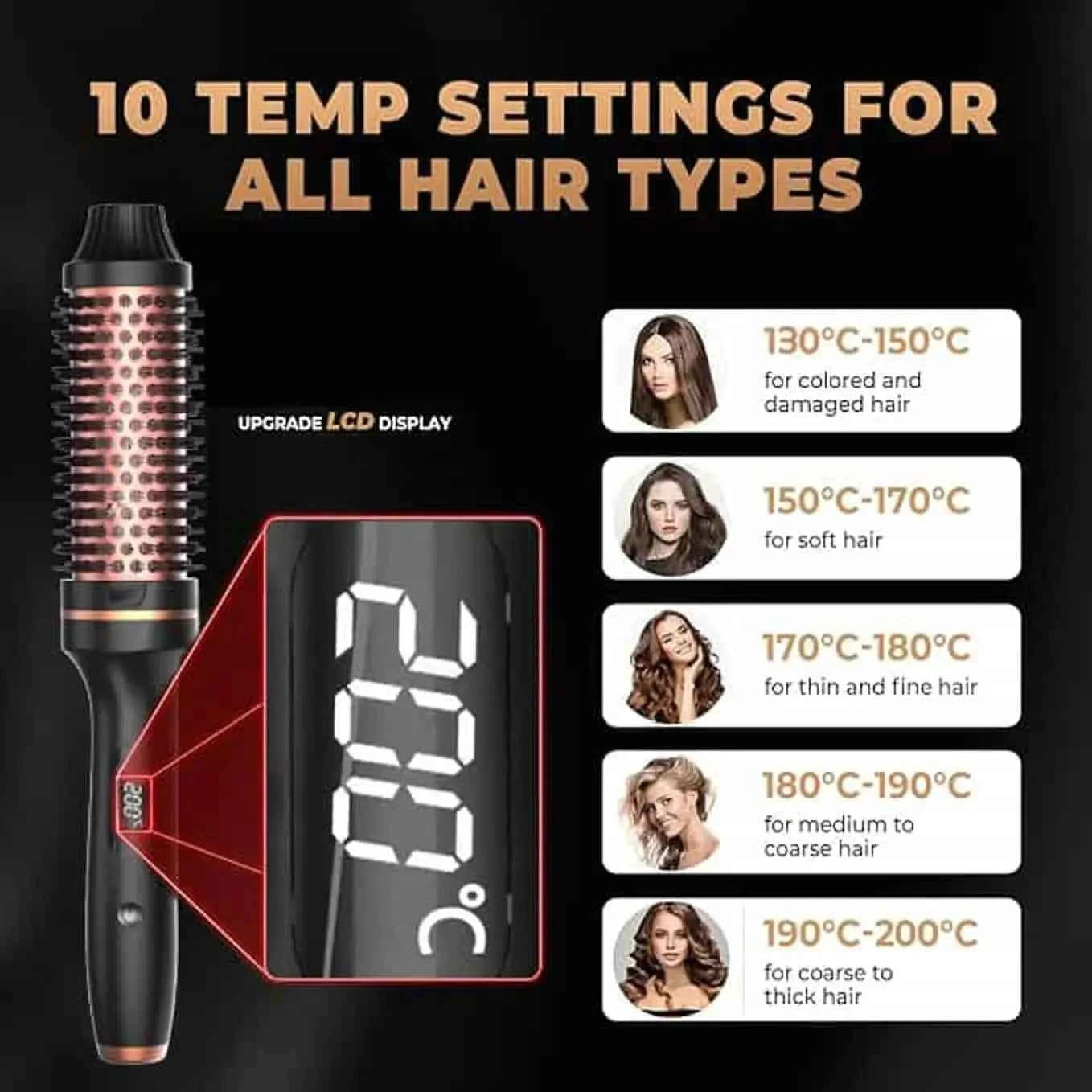 Professional Thermal Hair Brush 3 in 1: Curls, Straightens and Volumizes with Negative Ion Technology