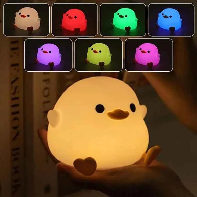 Doudou Duck Cute Night Light with Touch Control, Rechargeable Lamp for Bedroom and Living Room