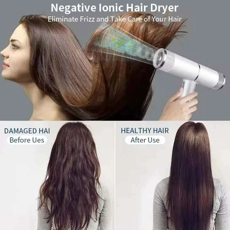 Hair Dryer Professional Negative Ion Technology, Fast Drying, Low Noise, Compact and Portable Styling Tool
