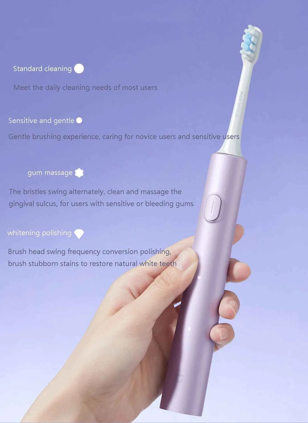 XIAOMI MIJIA T302 Sonic Electric Toothbrush, 4 Brush Heads, IPX8 Waterproof, 360° Wireless Charging, 4 Cleaning Modes, 3 Colors Available