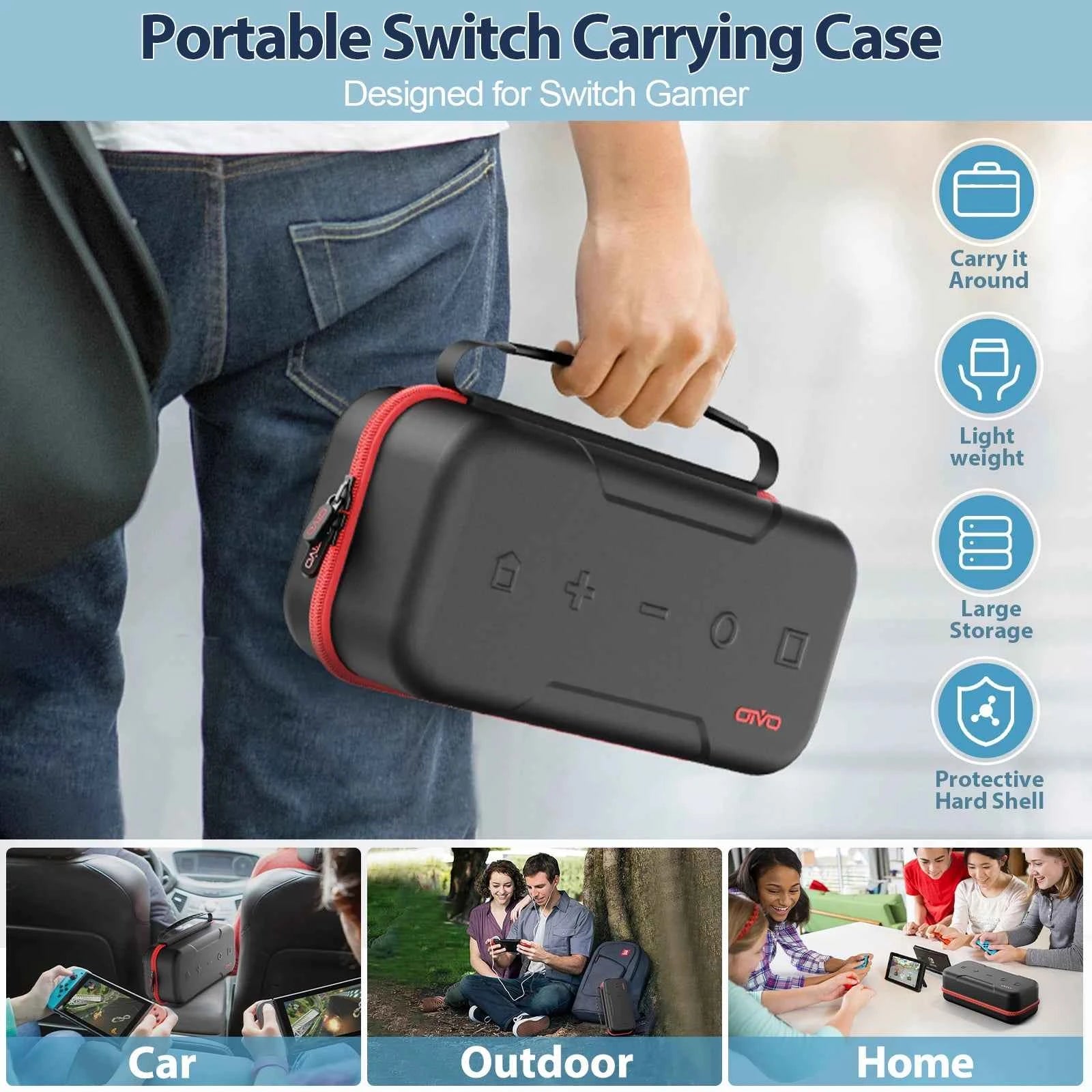OIVO Switch Case Large Storage Bag for Nintendo Switch & OLED, Waterproof Travel Carrying Case, Anti-Scratch Protective Organizer