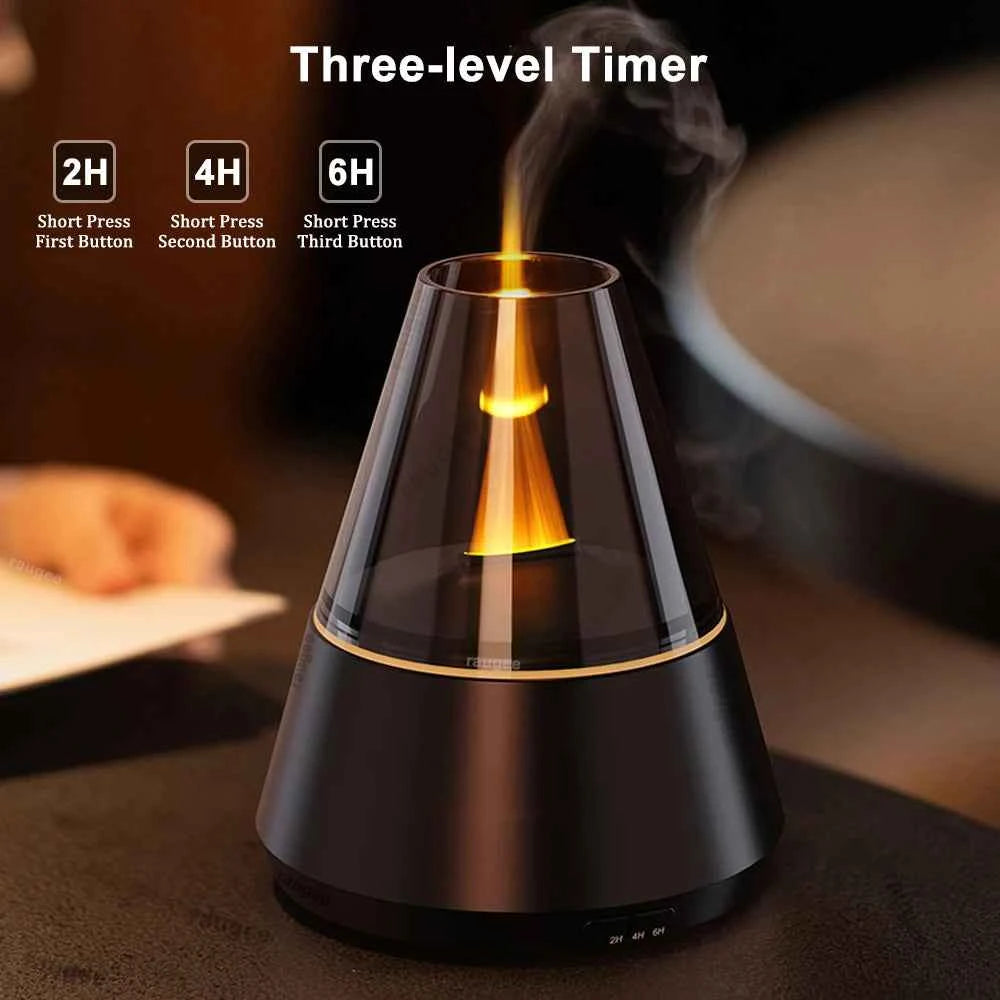 Air Humidifier Aroma Essential Oil Diffuser with Colorful Flame Night Light, USB Mini Fragrance Humidifier for Home and Room