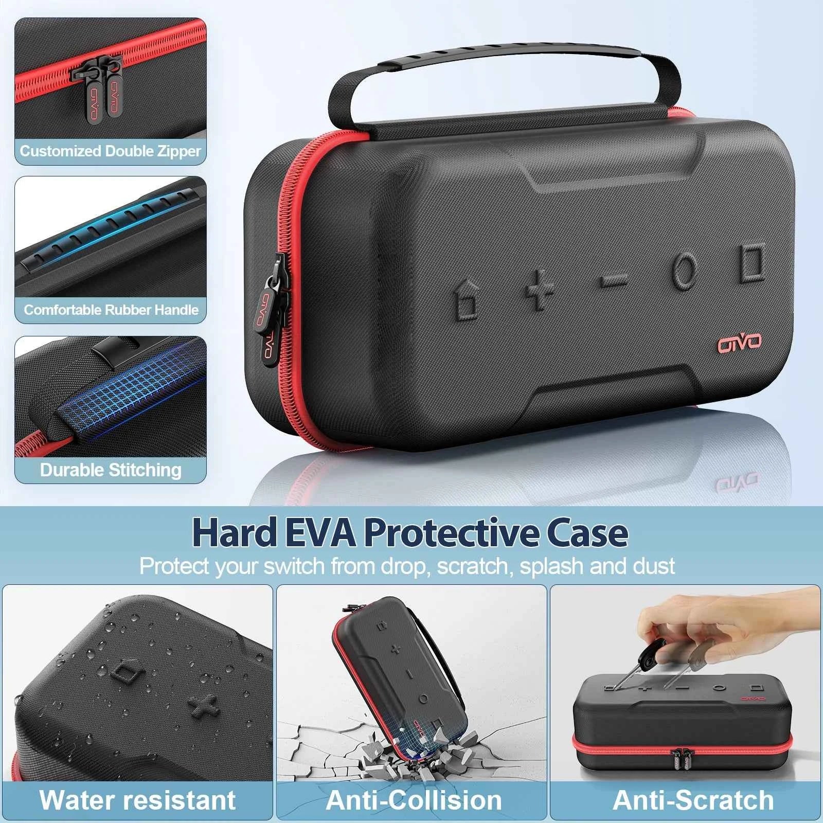 OIVO Switch Case Large Storage Bag for Nintendo Switch & OLED, Waterproof Travel Carrying Case, Anti-Scratch Protective Organizer